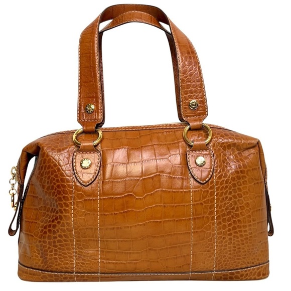 Michael Kors Handbags - MICHAEL KORS Caramel Honey Tan Croc Embossed Genuine Leather Satchel Tote
